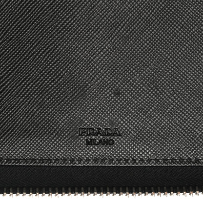 Prada Saffiano Triangle Zip Around Wallet Black 7 of 9