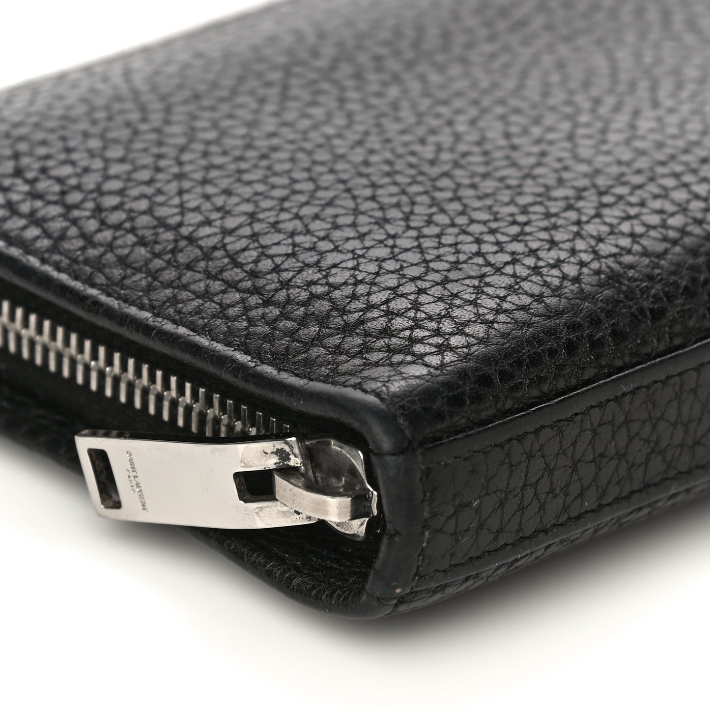 Grained Calfskin Rive Gauche Zip Around Wallet Black