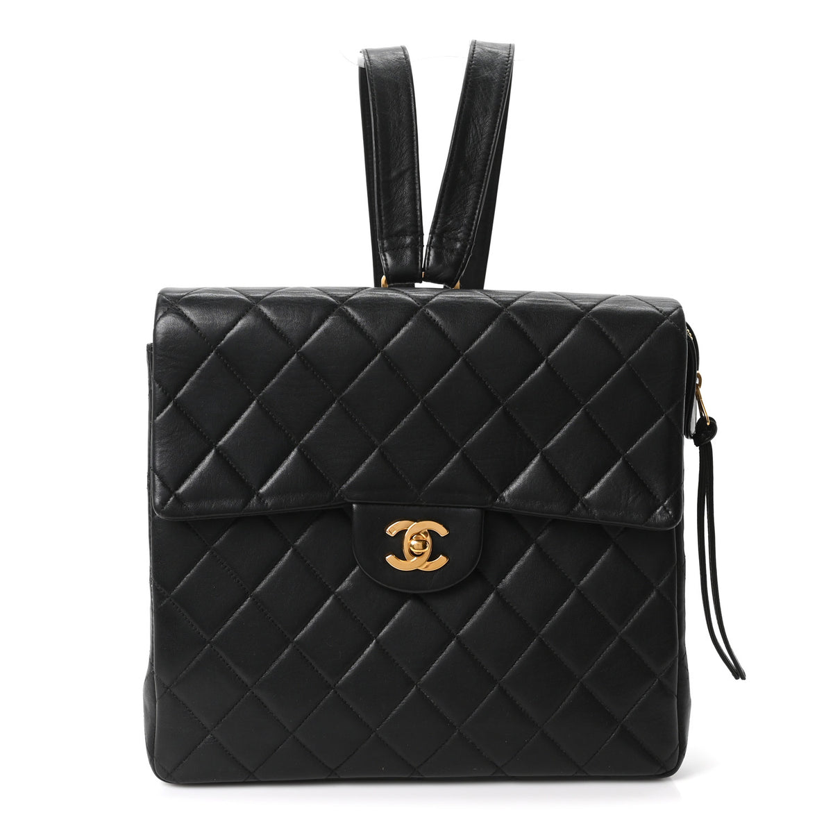 Lambskin Quilted Backpack Black