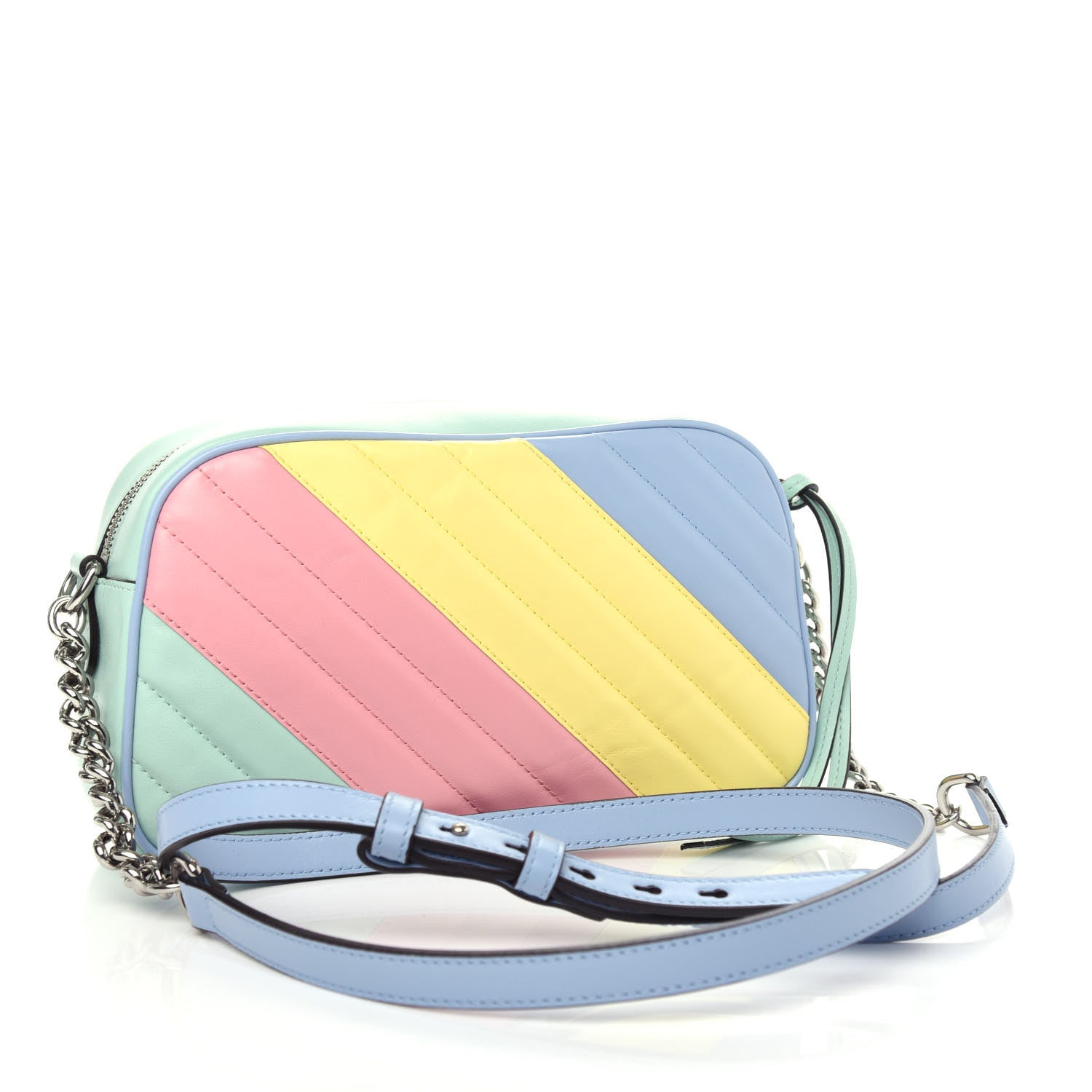 Gucci Calfskin Matelasse Diagonal Small GG Marmont Chain Shoulder Bag Multicolor Pastel 3 of 10