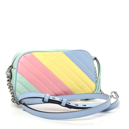 Gucci Calfskin Matelasse Diagonal Small GG Marmont Chain Shoulder Bag Multicolor Pastel 3 of 10