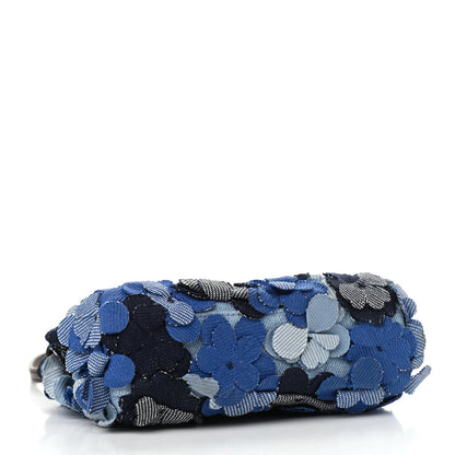 Fendi Denim Flowers Micro Peekaboo Iconic Satchel Blue 4 of 9