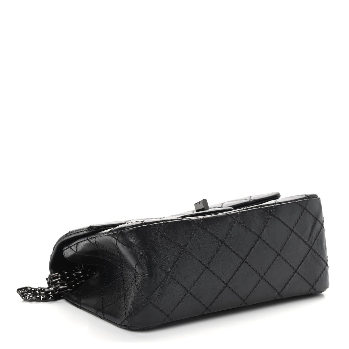 Aged Calfskin Quilted 2.55 Reissue Mini Flap So Black