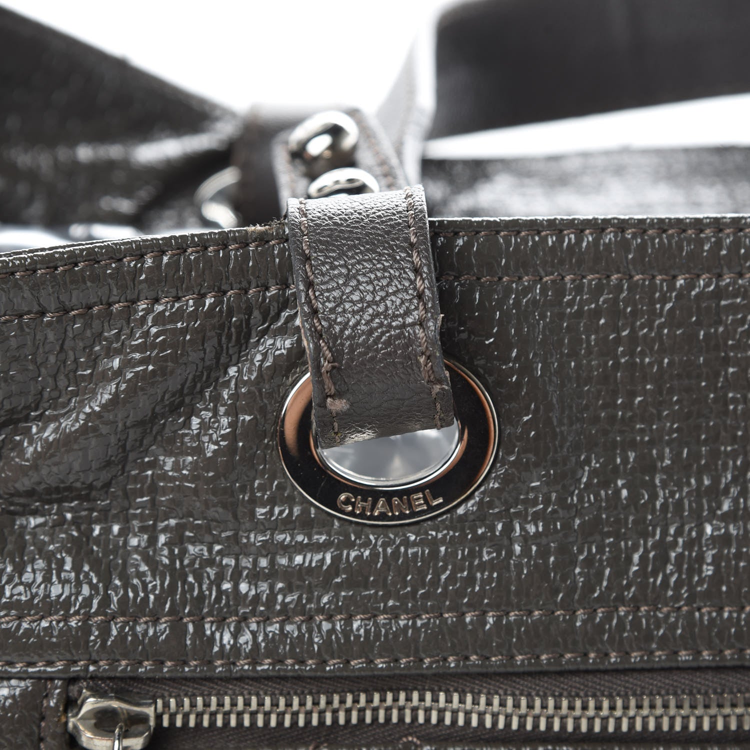 Chanel Coated Canvas Quilted Large Paris Biarritz Tote Grey 19 of 20