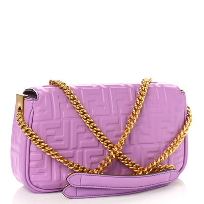 Fendi Nappa FF Embossed Small Midi Chain Baguette Violetta 3 of 8