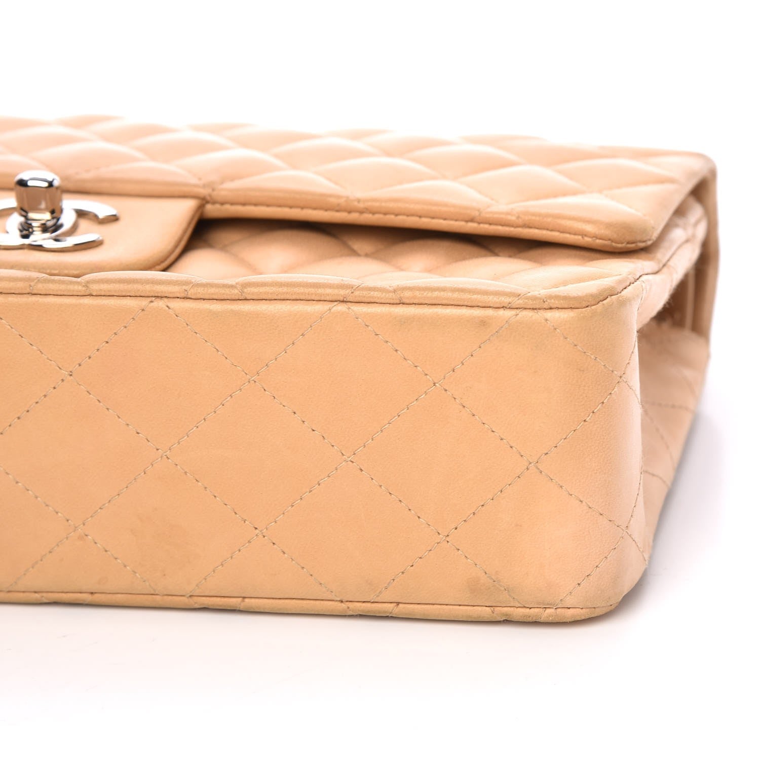 Chanel Lambskin Quilted Medium Double Flap Beige 16 of 19