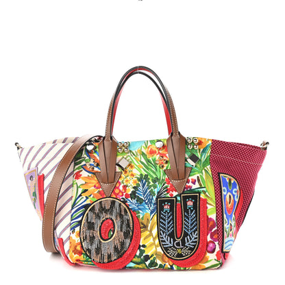 Christian Louboutin Canvas Embroidered Calfskin Caracaba Tote Multicolor 1 of 9