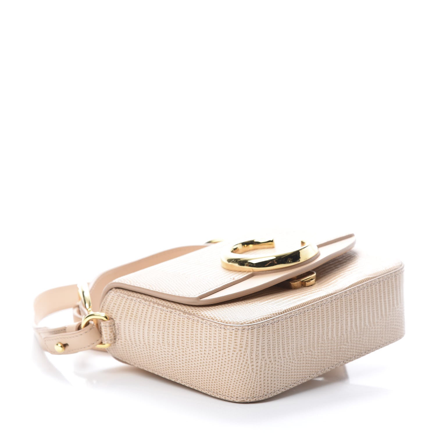 Chloe Calfskin Lizard Embossed Mini C Double Carry Biscotti Beige 4 of 12