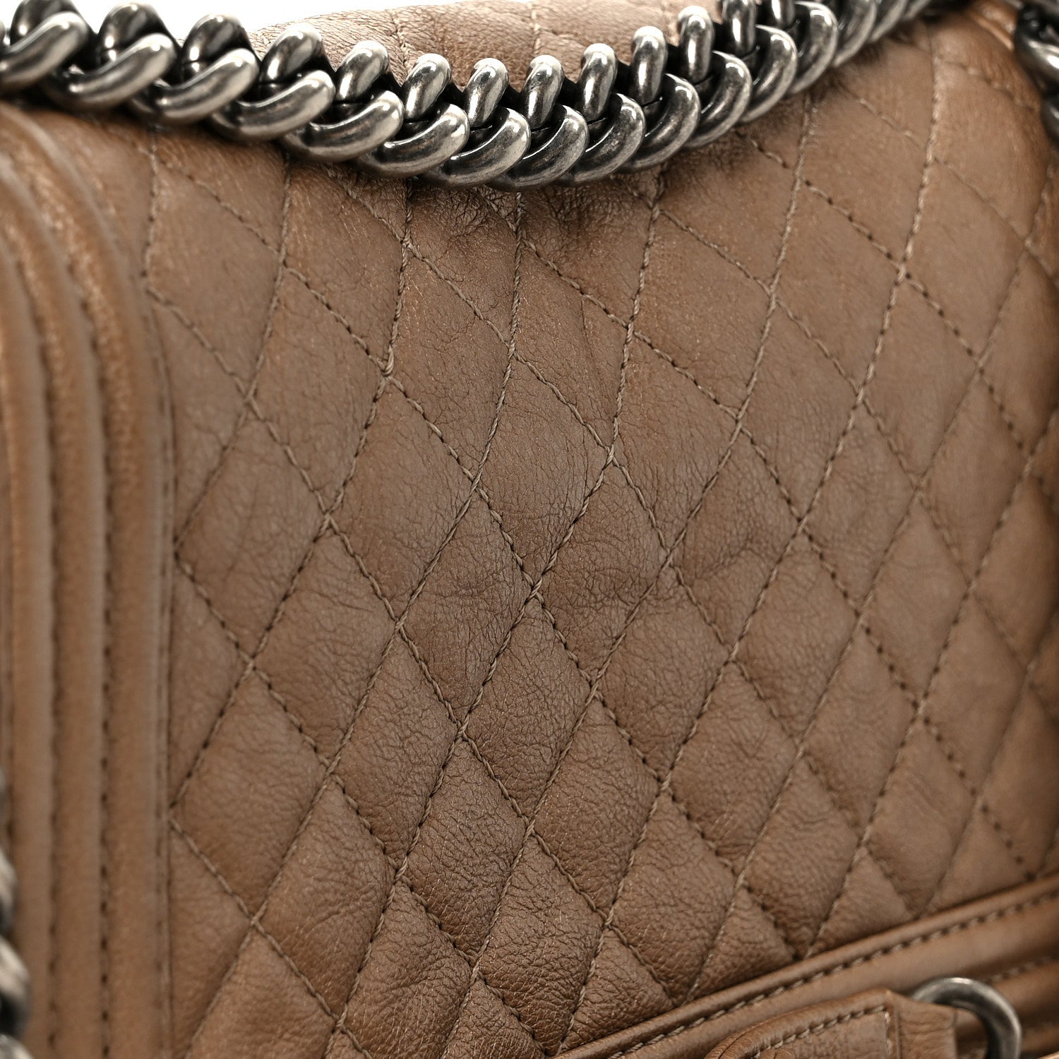 Chanel Metallic Calfskin Quilted Medium Boy Flap Taupe 11 of 11