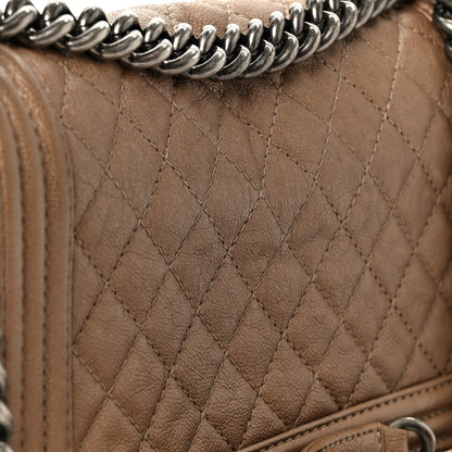 Chanel Metallic Calfskin Quilted Medium Boy Flap Taupe 11 of 11