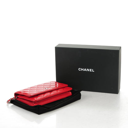 Chanel Caviar Quilted Wallet On Chain WOC Red 4 of 8