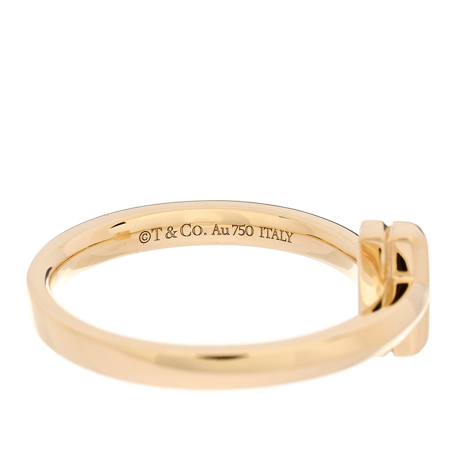Tiffany 18K Yellow Gold Diamond T T1 Ring 52 6 4 of 5