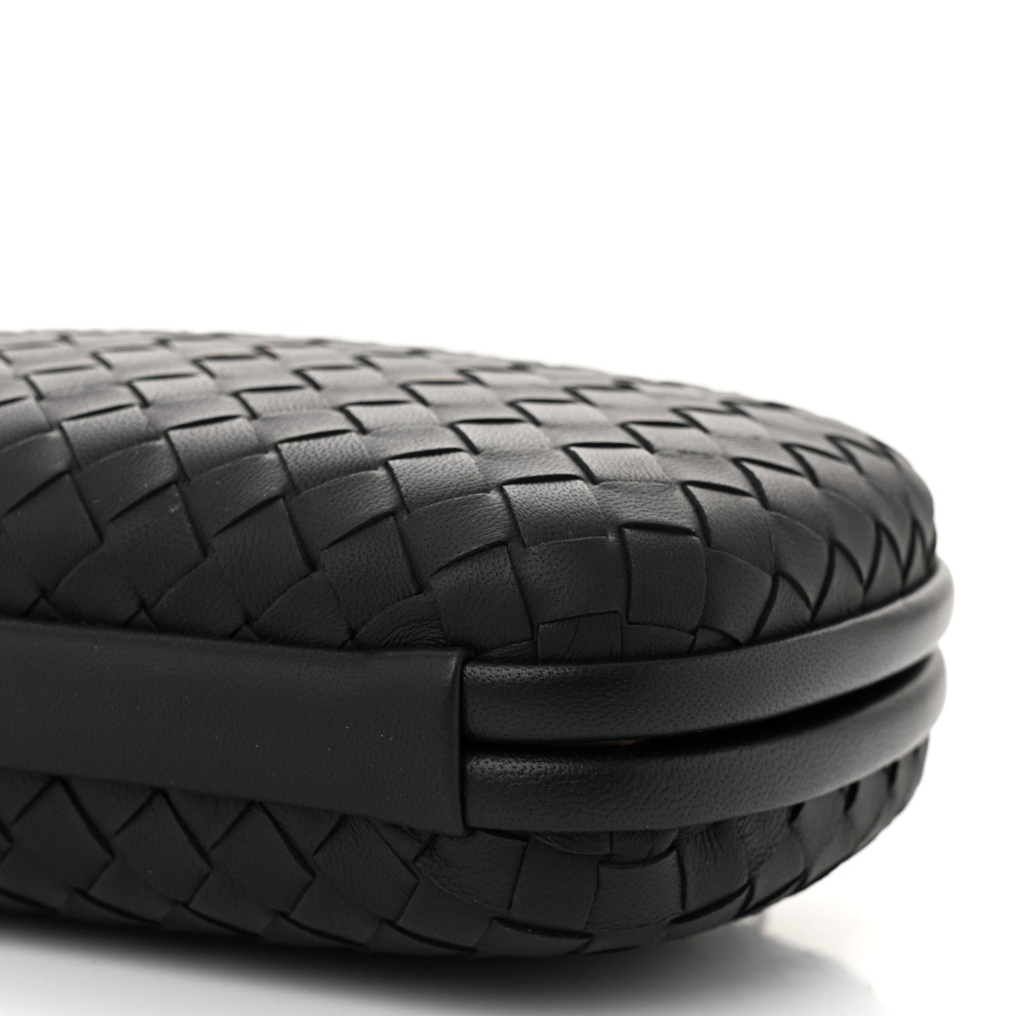 Nappa Intrecciato Chain Knot Clutch Black