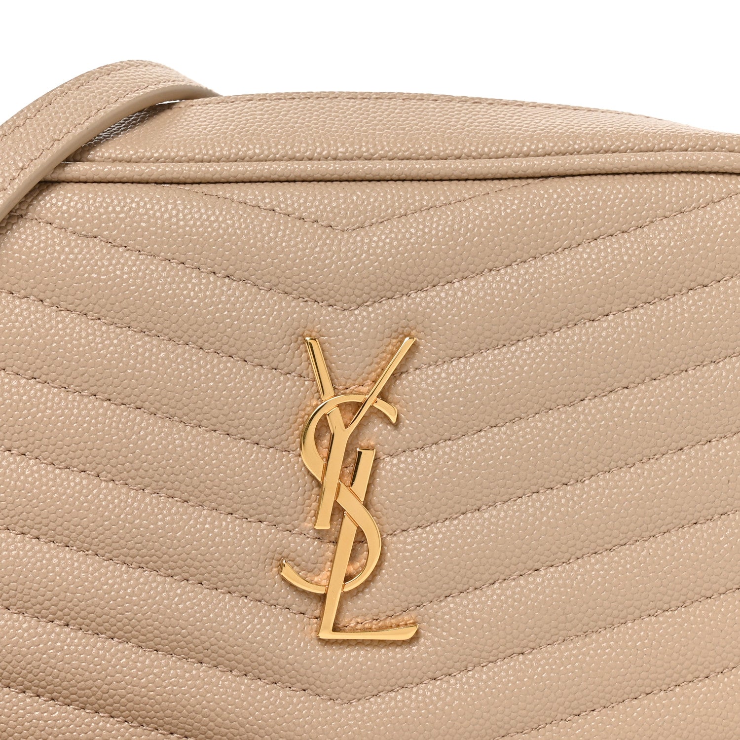 Saint Laurent Grain De Poudre Matelasse Monogram Mini Lou Camera Bag Dark Beige 8 of 11