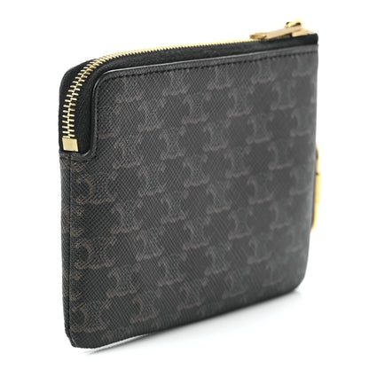 Celine Triomphe Canvas Logo Coin and Card Pouch With Hook Black 2 of 10