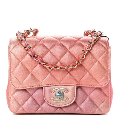 Chanel Metallic Lambskin Quilted Ombre Mini Square Flap Pink 1 of 11