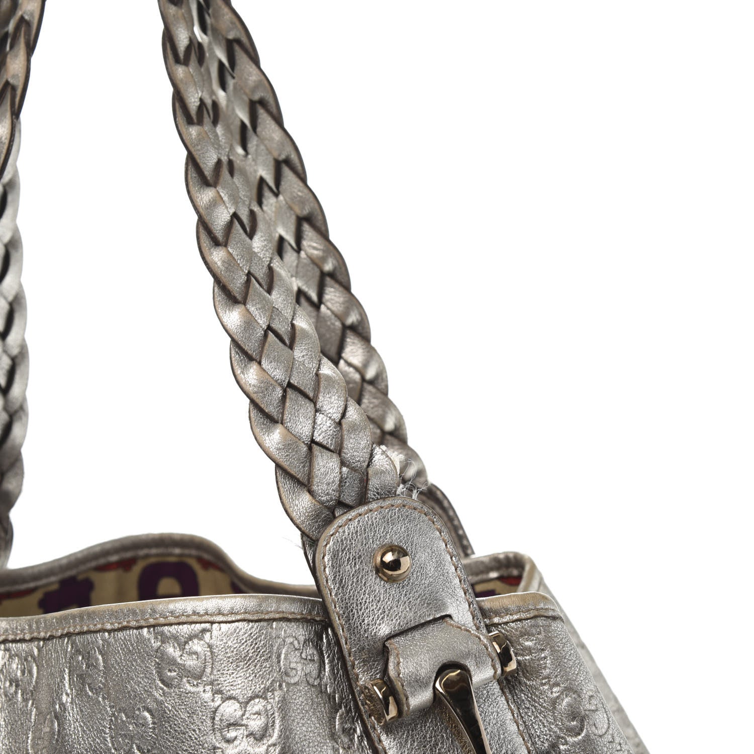 Gucci Metallic Guccissima Medium Pelham Shoulder Bag Silver 14 of 15