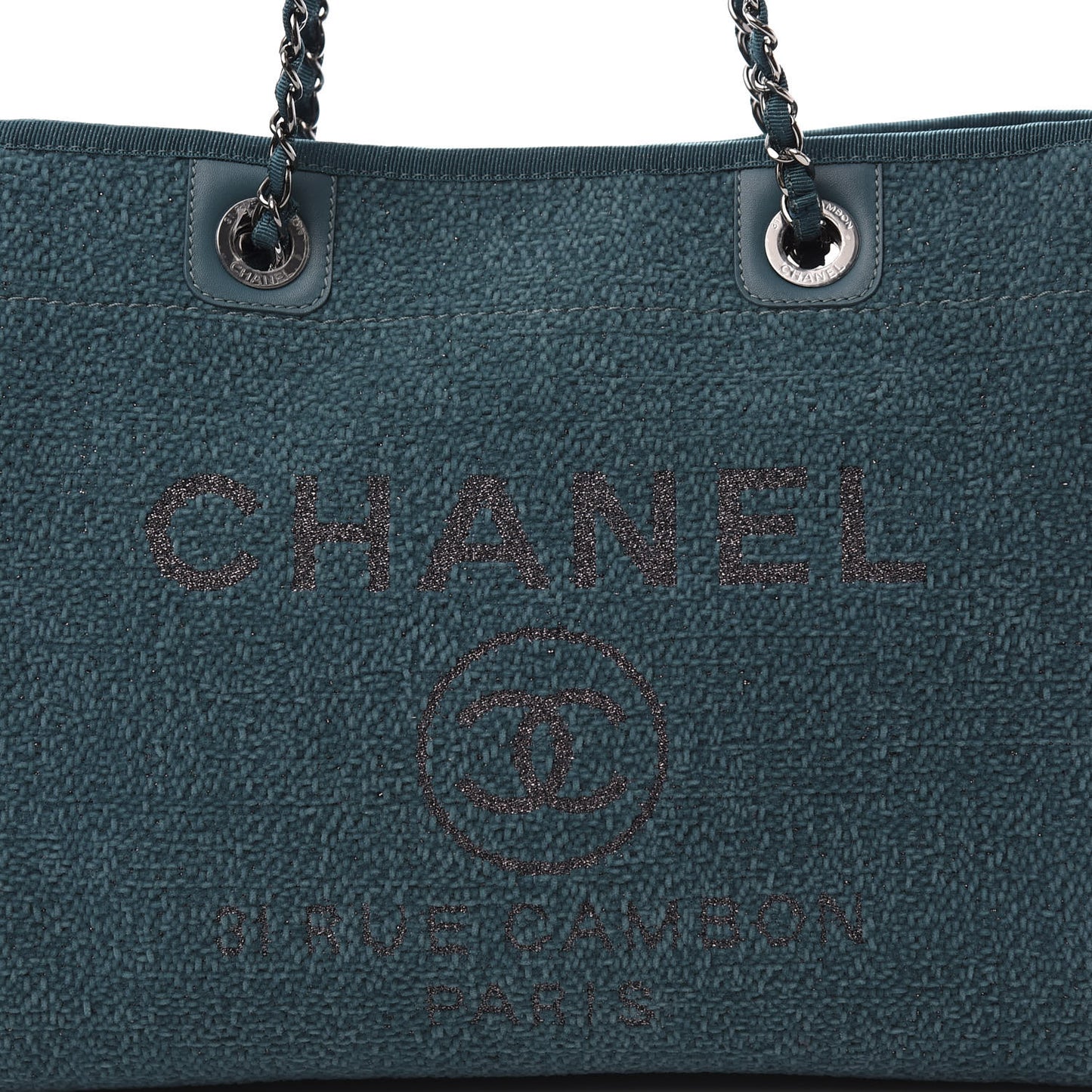 Lurex Boucle Small Deauville Tote Turquoise