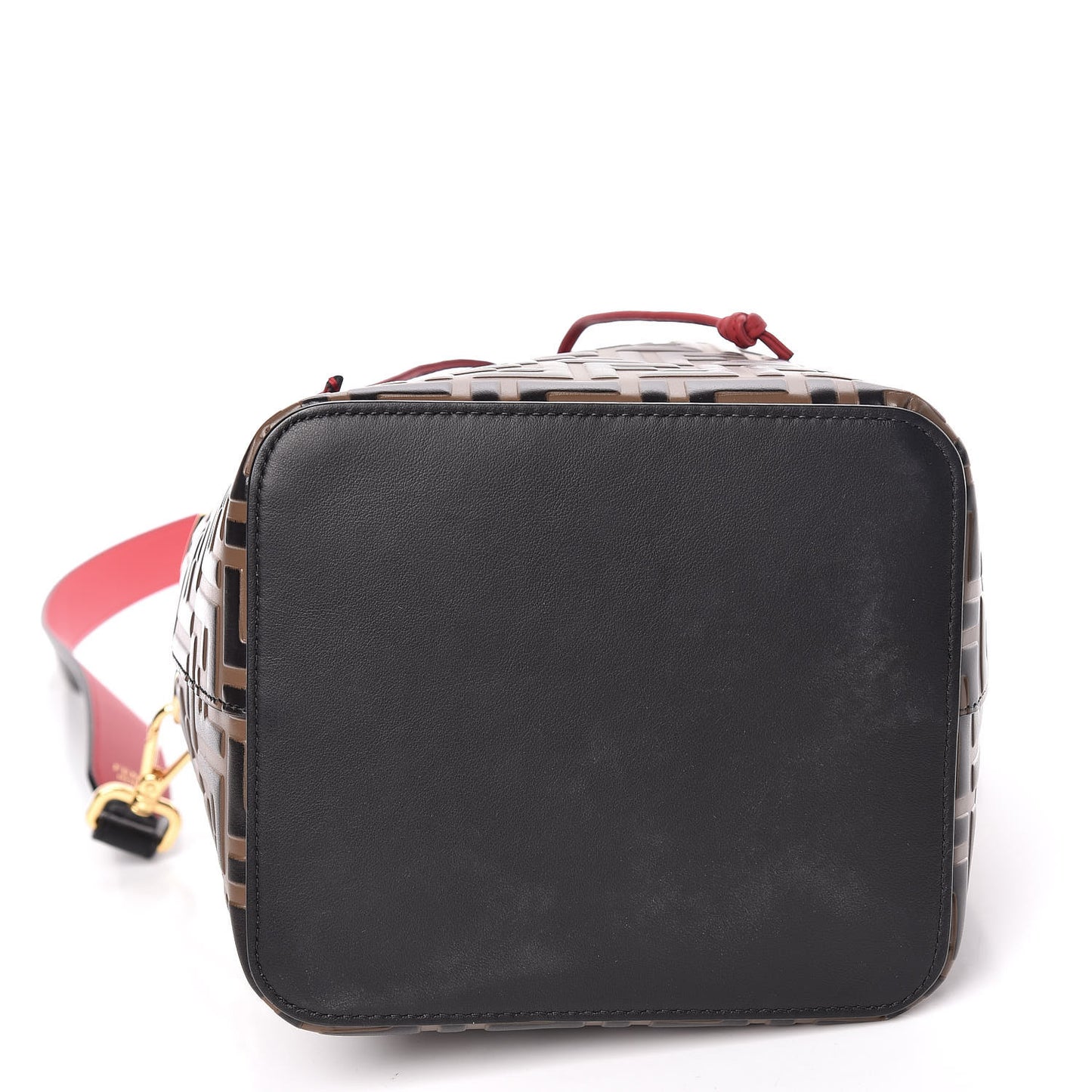 Vitello Grace F is Fendi Bi-Color FF 1974 Embossed Grande Mon Tresor Bucket Bag Maya Black Fragola
