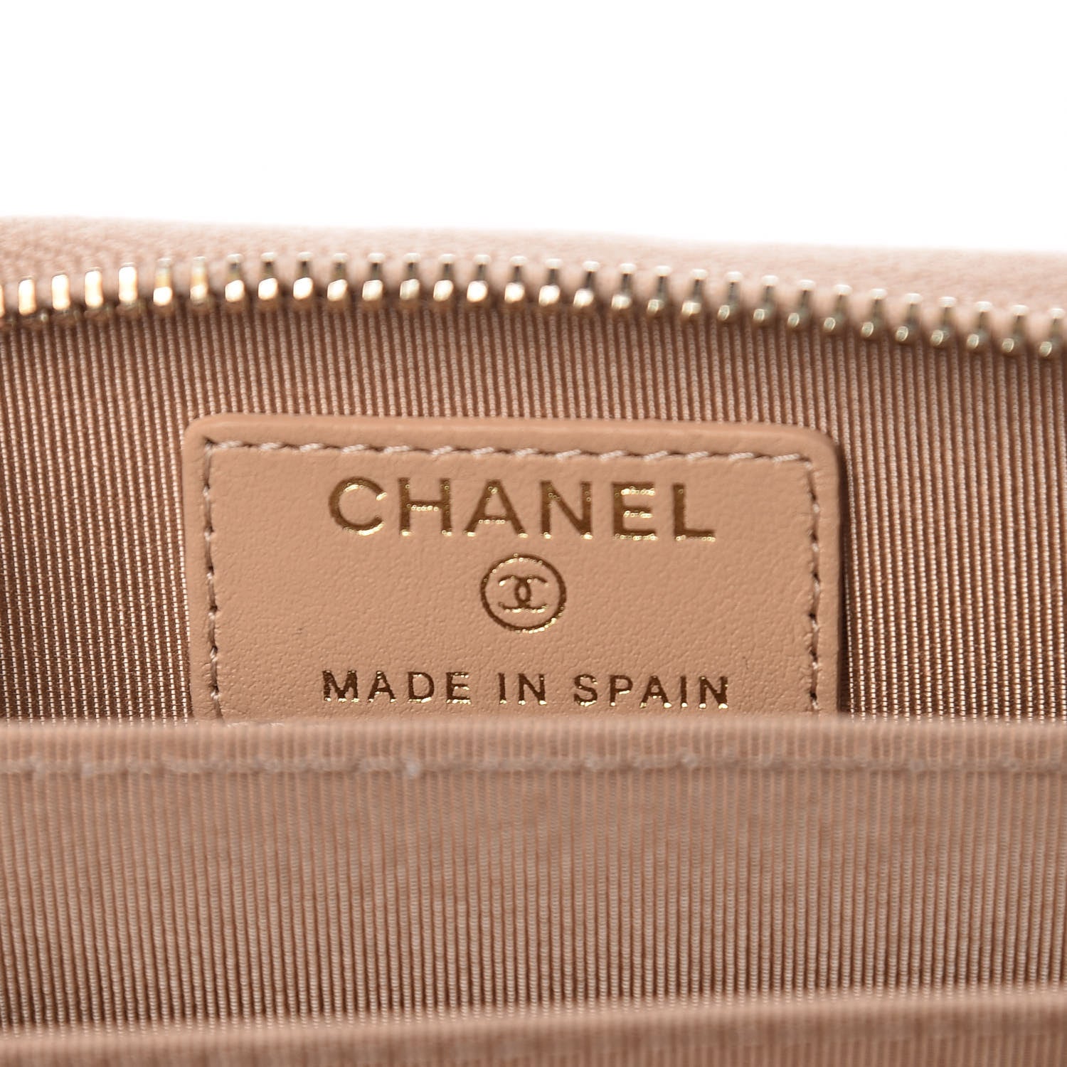 Chanel Caviar Quilted Zip Coin Purse Beige 6 of 8