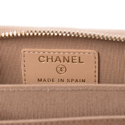 Chanel Caviar Quilted Zip Coin Purse Beige 6 of 8