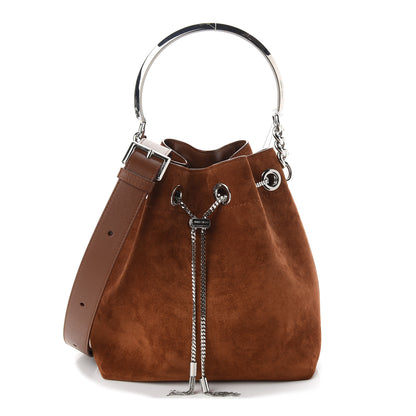 Jimmy Choo Suede Bon Bon Bucket Dark Tan 1 of 8