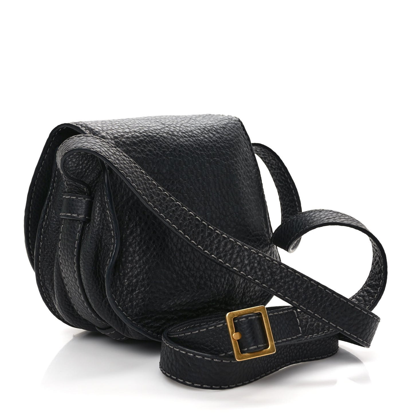 Calfskin Nano Marcie Saddle Bag Black