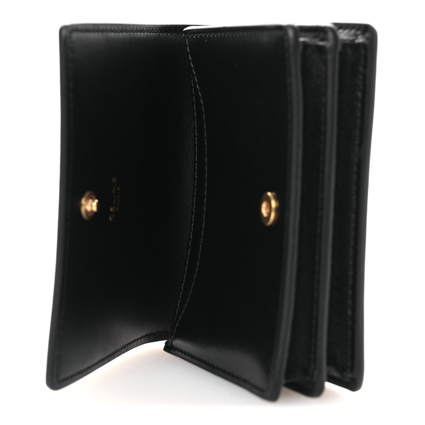 Shiny Calfskin Triomphe Business Card Holder Black
