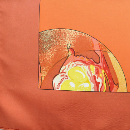 Hermes Silk Sulfure et Presse Papiers II Scarf 90 Orange 4 of 8