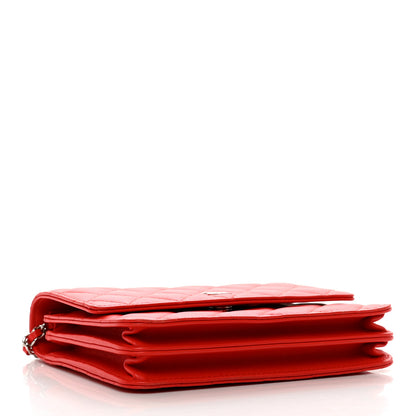 Chanel Lambskin Quilted Square Wallet On Chain WOC Red 4 of 12