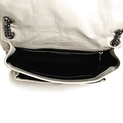 Saint Laurent Crinkled Calfskin Matelasse Monogram Medium Niki Chain Satchel Ivory 5 of 12