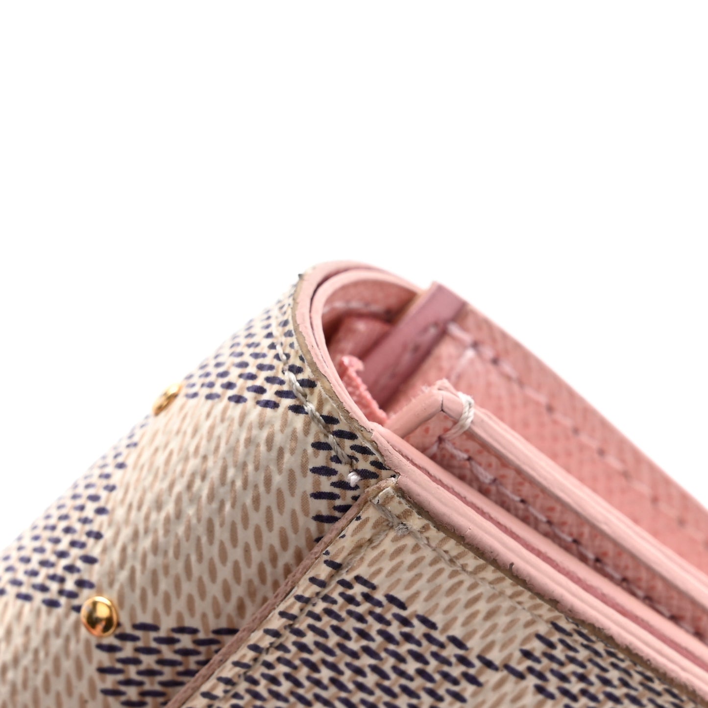 Damier Azur Studded Zoe Wallet Rose Ballerine