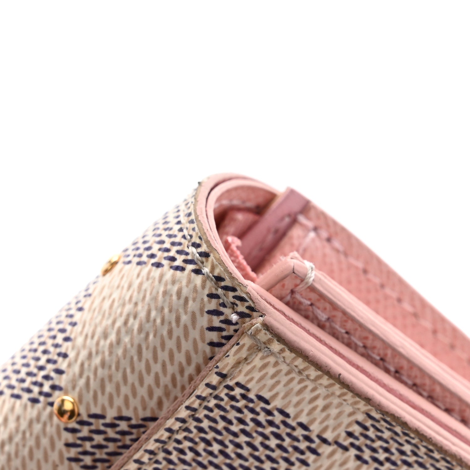 Louis Vuitton Damier Azur Studded Zoe Wallet Rose Ballerine 11 of 12