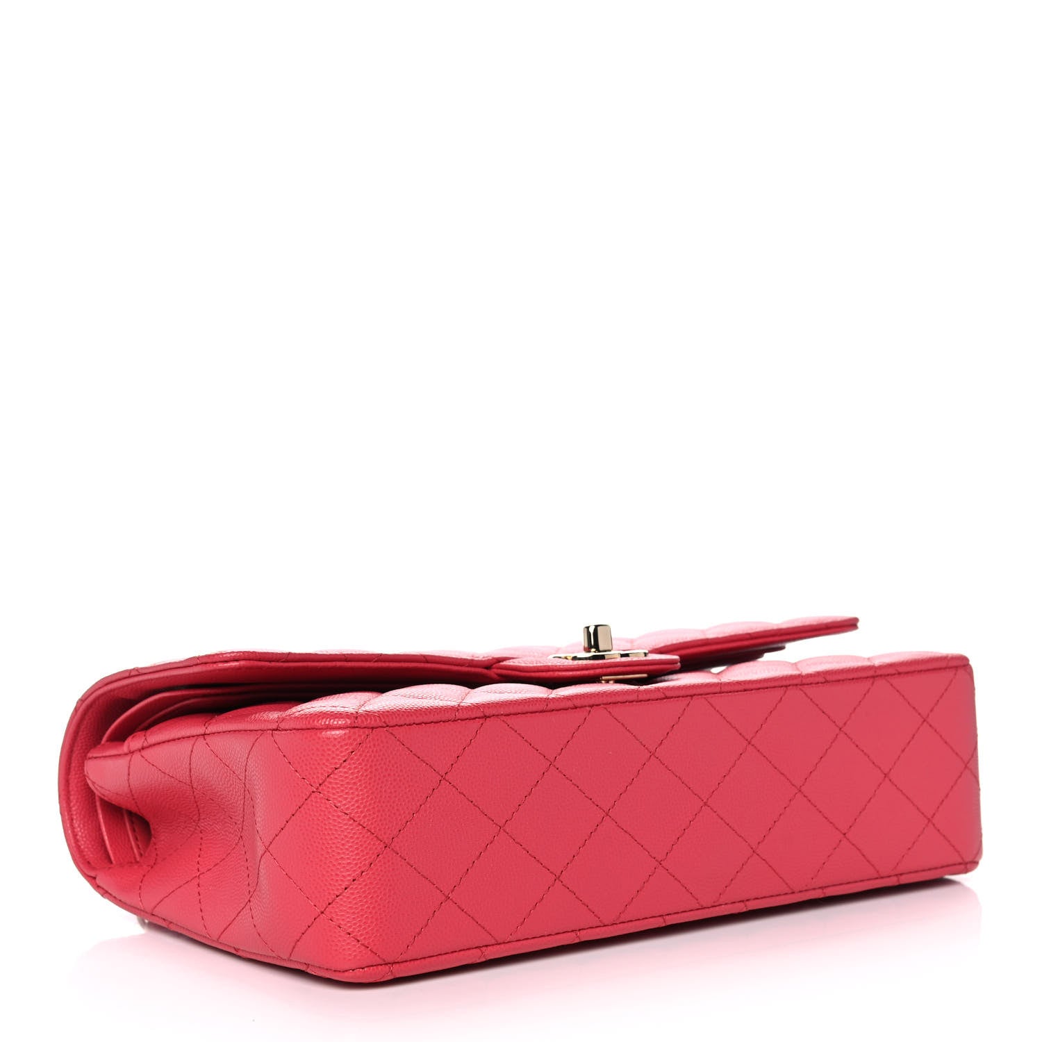 Chanel Metallic Caviar Quilted Medium Double Flap Dark Pink 4 of 12