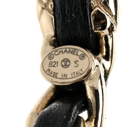 Chanel Metal Lambskin Quilted CC Turnlock Chain Hoop Earrings Gold Black 4 of 5