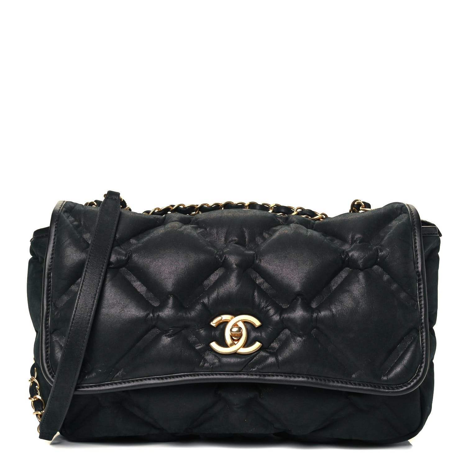 Chanel Iridescent Calfskin Quilted Small Chesterfield Flap Black 1 of 10