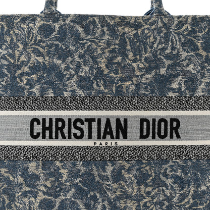 Christian Dior Canvas Embroidered Large Brocart Book Tote Blue 8 of 11
