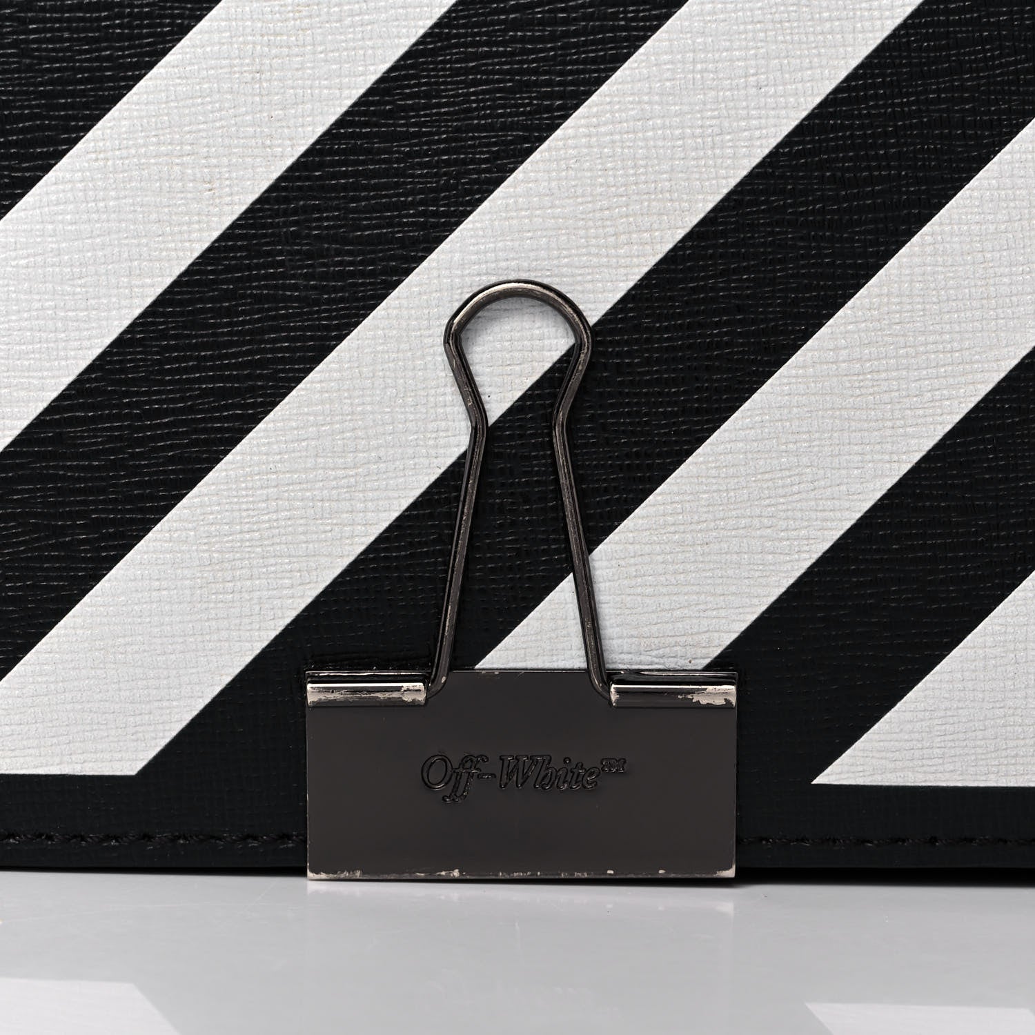 Off-White Saffiano Striped Mini Diag Binder Clip Bag Black White Yellow 8 of 13