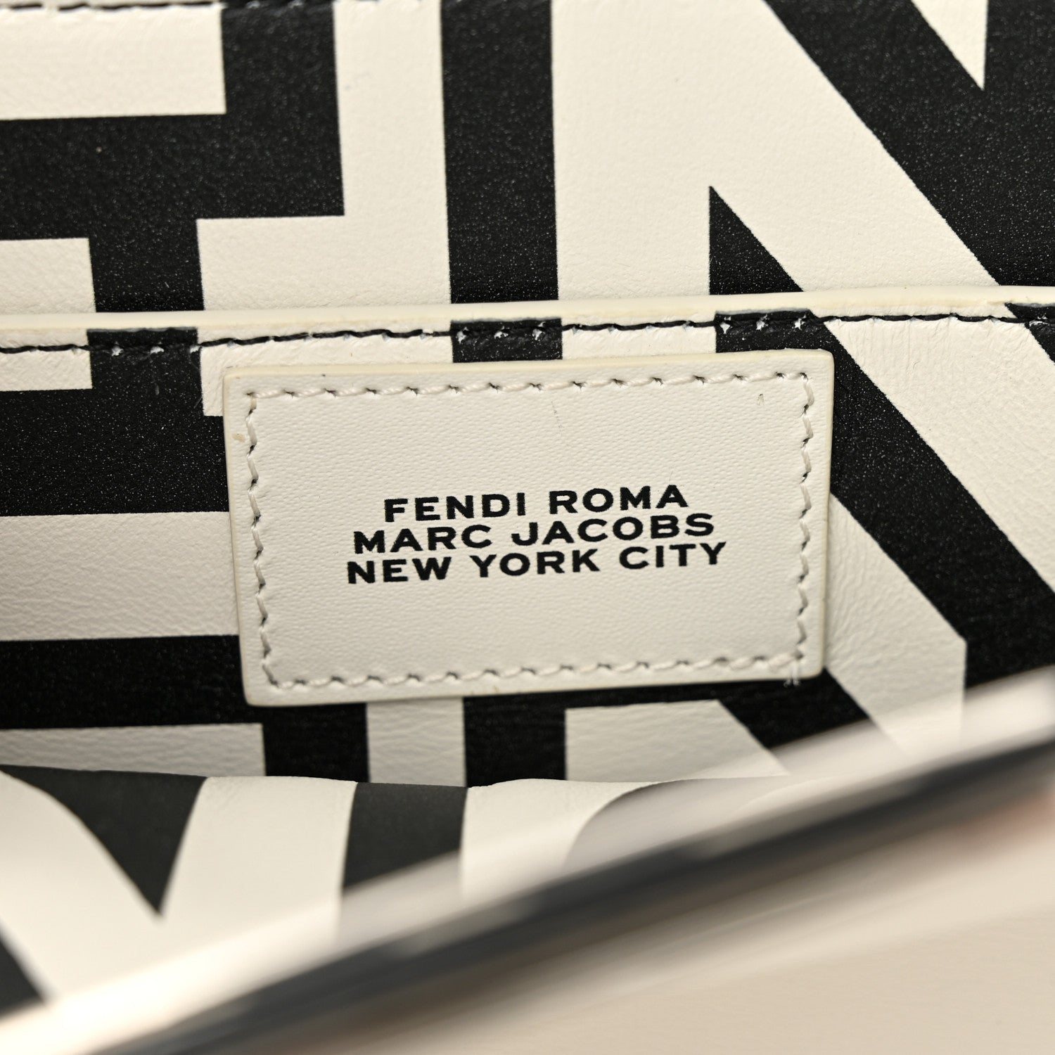 Fendi Vitello Seta Nappa Fendi Roma Stampa Medium Peekaboo I SEE U Satchel White Black 7 of 10