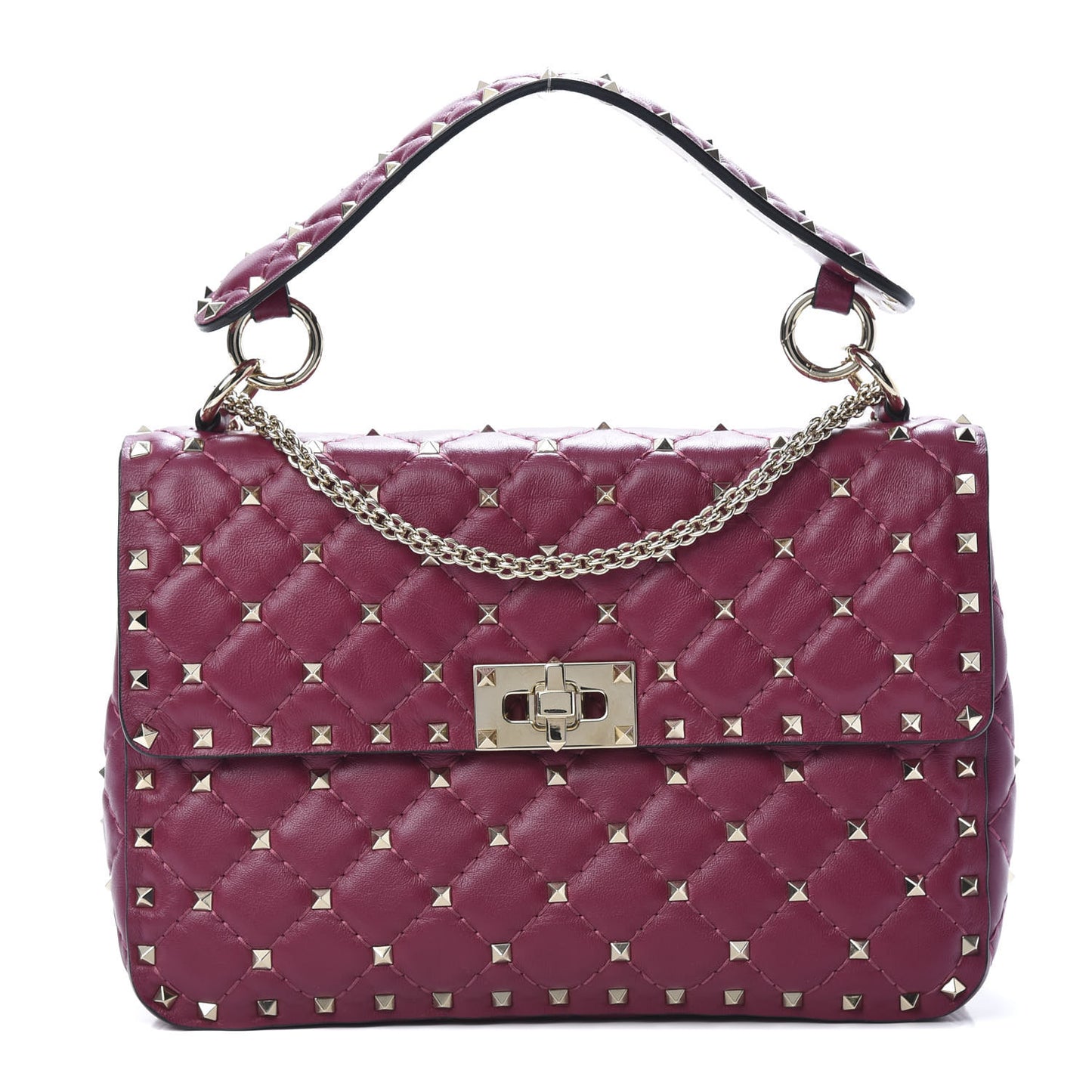 Nappa Medium Rockstud Spike Shoulder Bag Camelia