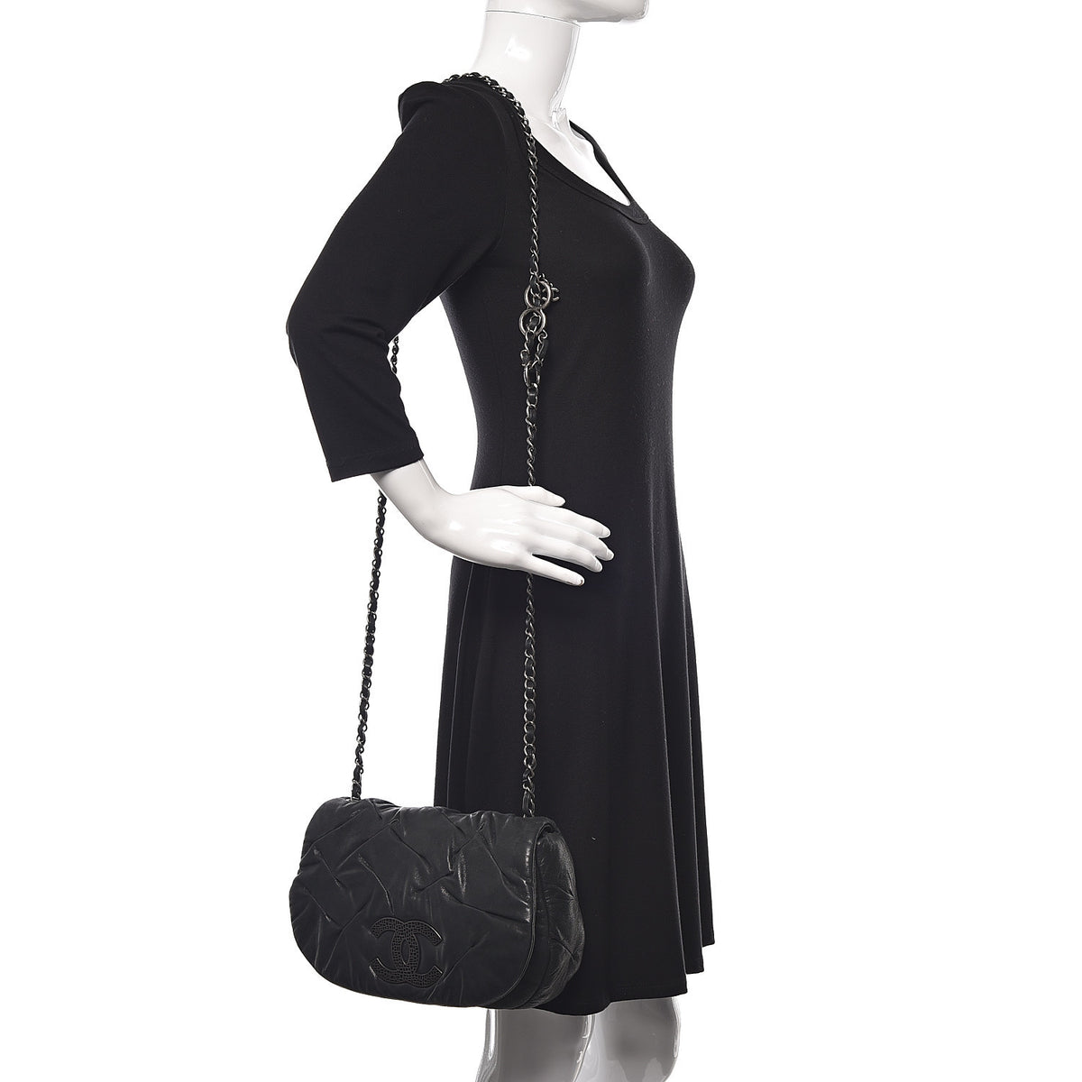 Chanel Iridescent Calfskin Glint Flap Black 2 of 11