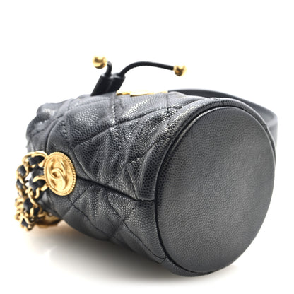 Chanel Caviar Quilted Twist Your Buttons Micro Bucket Bag Black 4 of 10