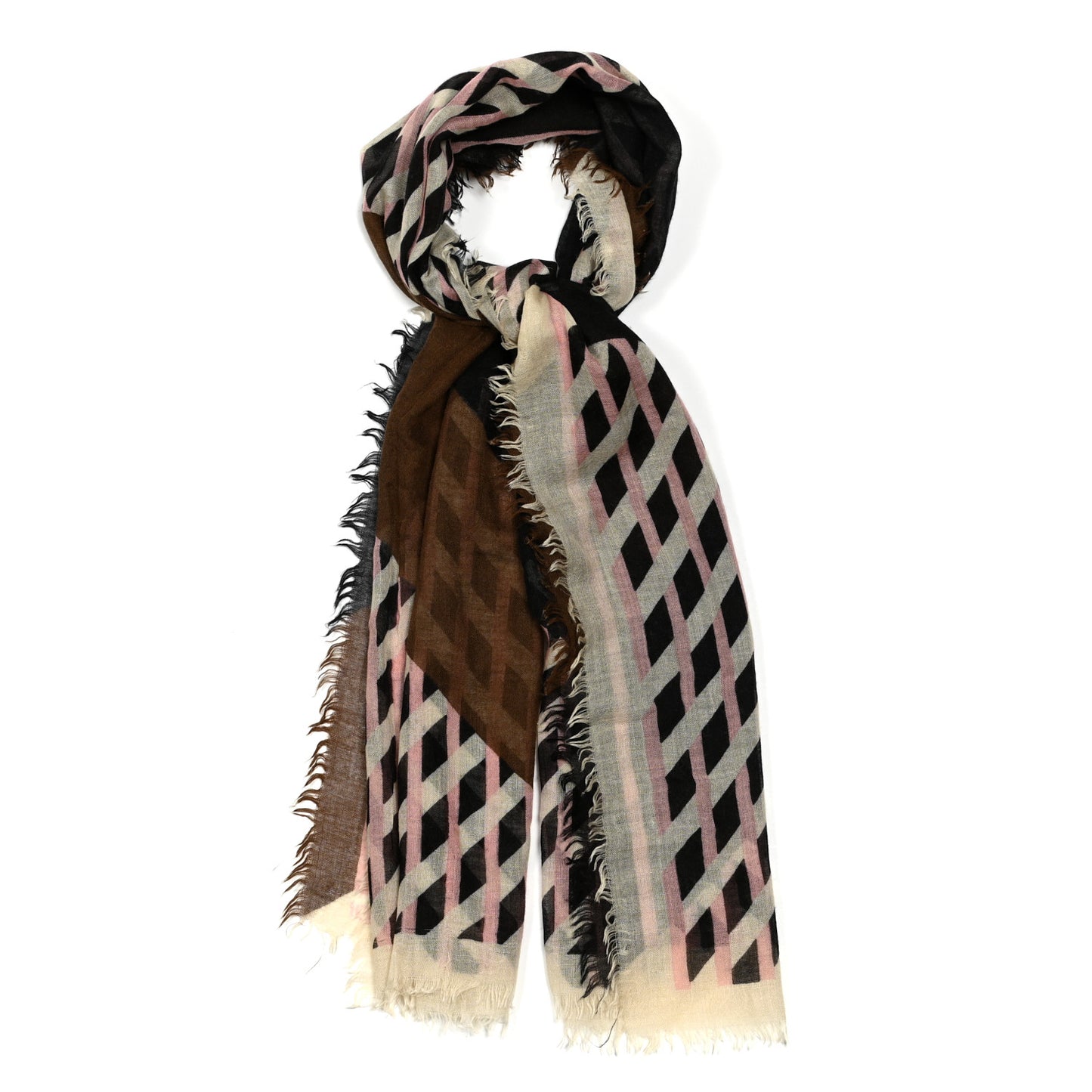 Wool Silk FF Shawl Scarf Multicolor