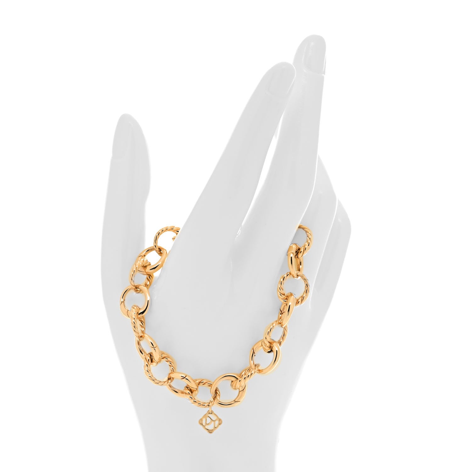 David Yurman 18K Yellow Gold 12mm Large Oval Link Bracelet 2 of 5