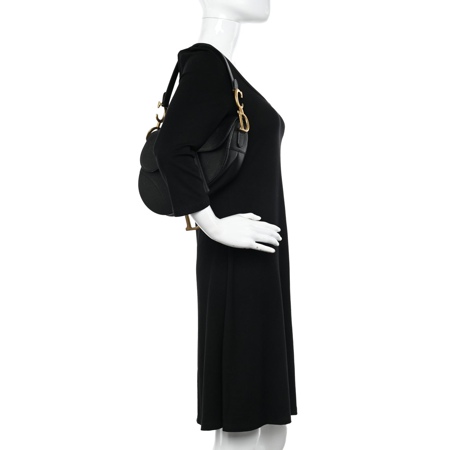 Grained Calfskin Saddle Bag Black