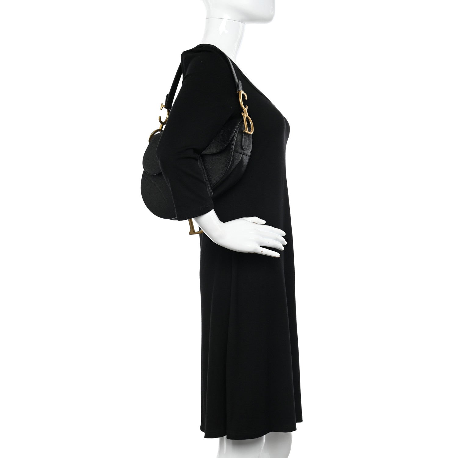 Christian Dior Grained Calfskin Saddle Bag Black 2 of 11
