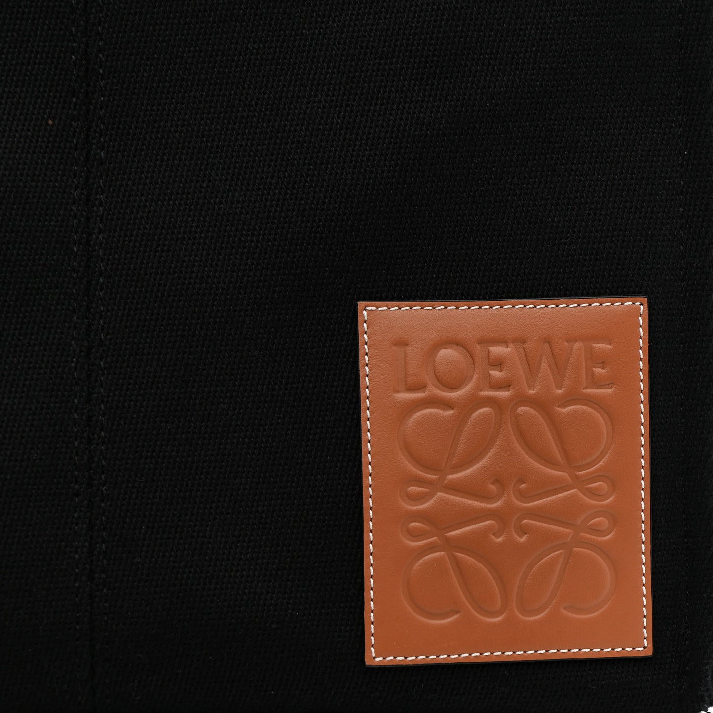 Canvas Calfskin Cushion Tote Black Tan