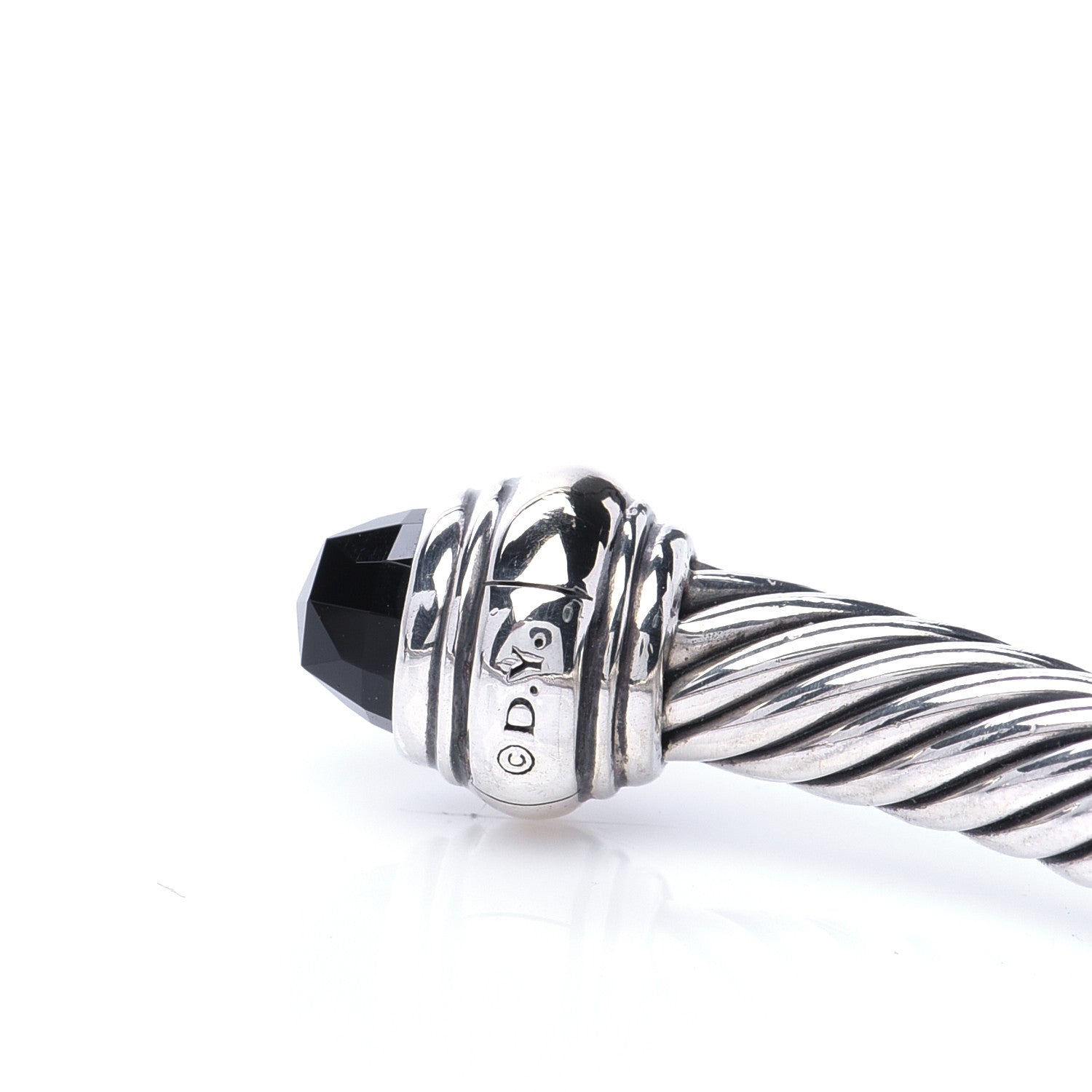 David Yurman Sterling Silver 18K Yellow Gold Black Onyx 5mm Cable Classics Bracelet 4 of 4