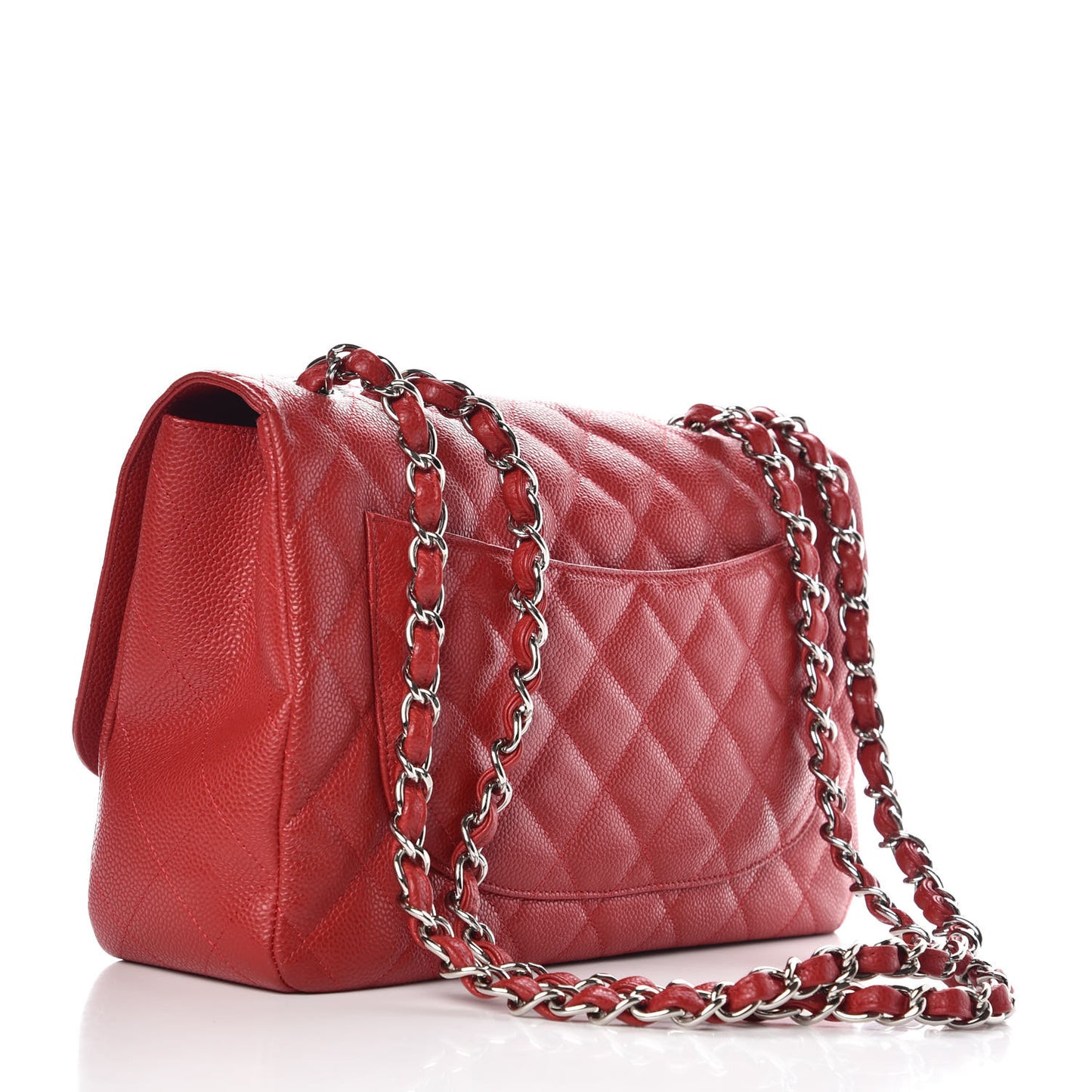 Caviar Quilted Jumbo Single Flap Red