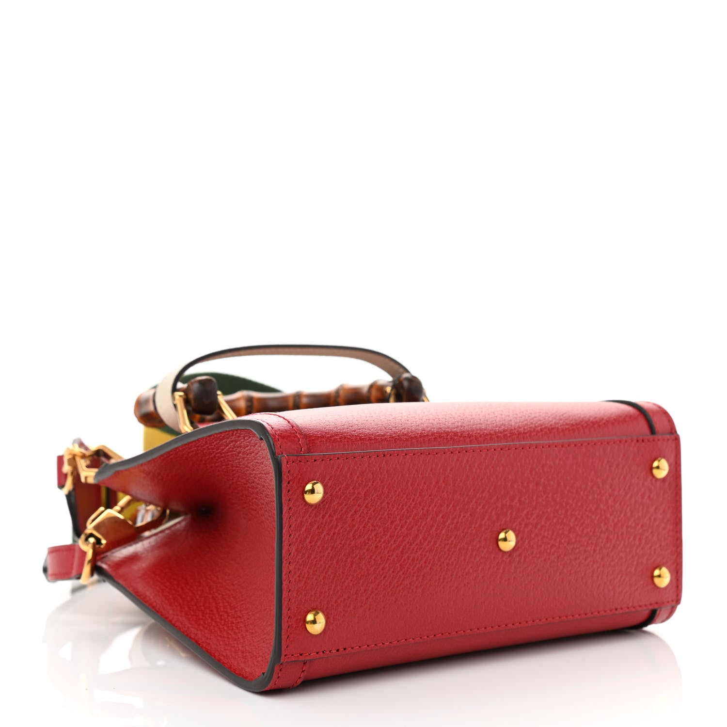 Gucci Textured Dollar Calfskin Web Mini Diana Tote Bag Red 4 of 8